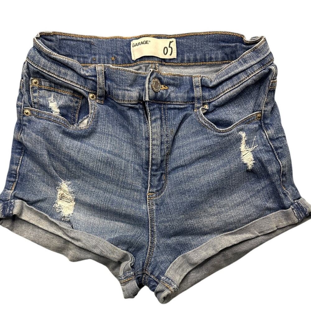 Garage High Rise Denim Distressed Shorts Boho